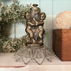 Hollywood Regency Victorian Style Cherub Lamp Vase Glass Part Decorative Decor